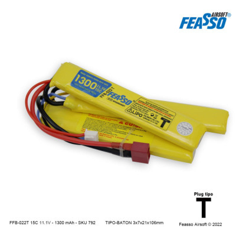 Bateria Lipo 11.1 1300Mah 15C Feasso FFB022T Com Conector T-Deans