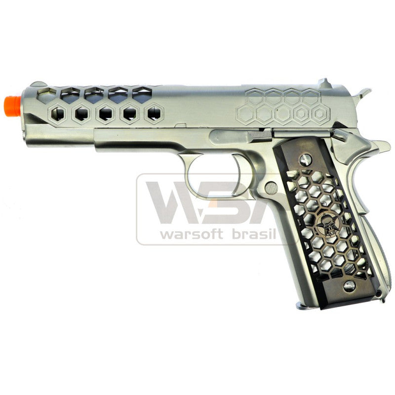 Pistola De Airsoft GBB We 1911 Hex Cut Chrome - Imagem 6