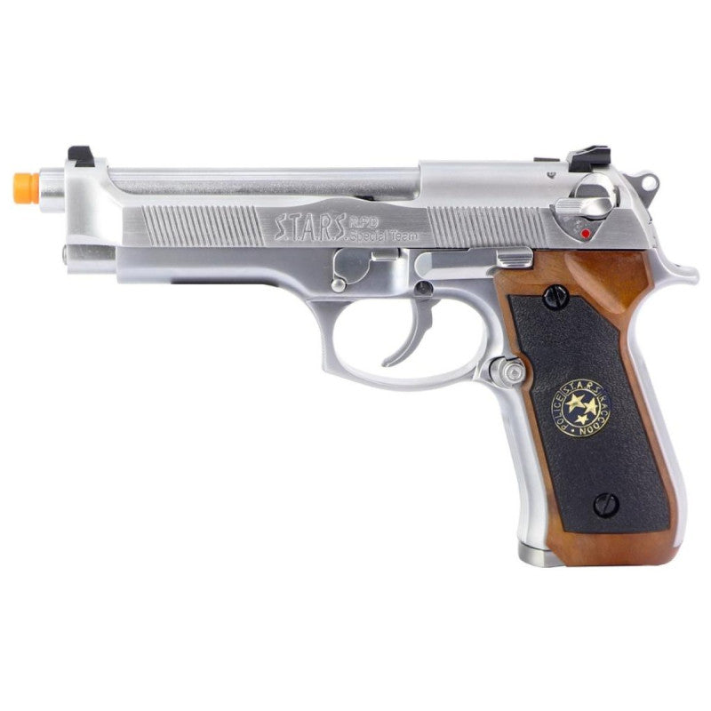 Pistola De Airsoft GBB We M92 Biohazard S.T.A.R.S. Gen2 Silver